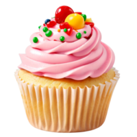 Tasty cupcake isolated on transparent background. AI Generated png