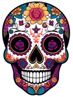 Sugar skull isolated on transparent background. Day of the Dead celebration. AI generative illustration png