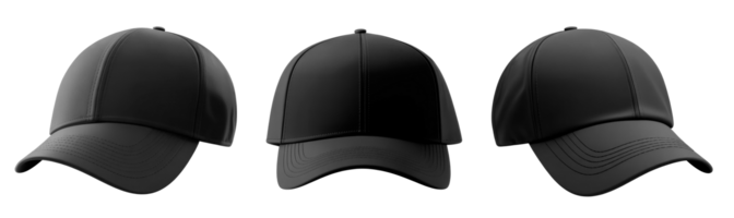 Set of Blank Black baseball cap isolated on transparent background. Template Mock up. AI Generative png