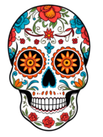 Sugar skull isolated on transparent background. Day of the Dead celebration. AI generative illustration png