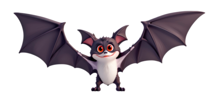 Cute halloween bat isolated on transparent background. 3D AI generative illustration png