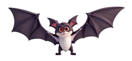 Cute halloween bat isolated on transparent background. 3D AI generative illustration png