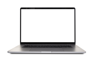 modern Laptop mit transparent Bildschirm isoliert auf transparent Hintergrund. Vorlage spotten oben png