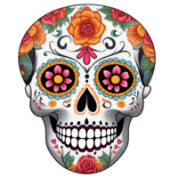 Sugar skull isolated on transparent background. Day of the Dead celebration. AI generative illustration png