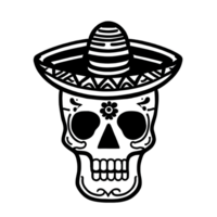 Sugar skull with hat isolated on transparent background. Day of the Dead celebration. AI generative illustration png