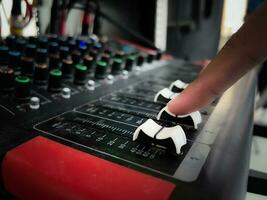 Professional sound adjustments in the recording studio, music photo