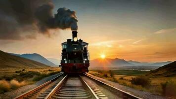 ånga tåg lokomotiv med tjock rök video animering