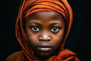 un africano niño retrato creado con generativo ai tecnología. foto