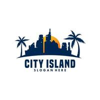 ciudad isla logo diseño prima vector