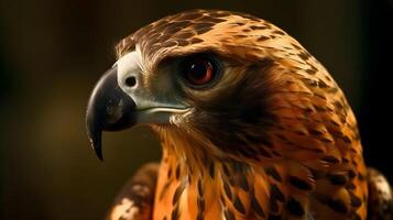 cerca arriba retrato Disparo de dorado águila Águila chrysaetos con agudo mirada. ai generado foto