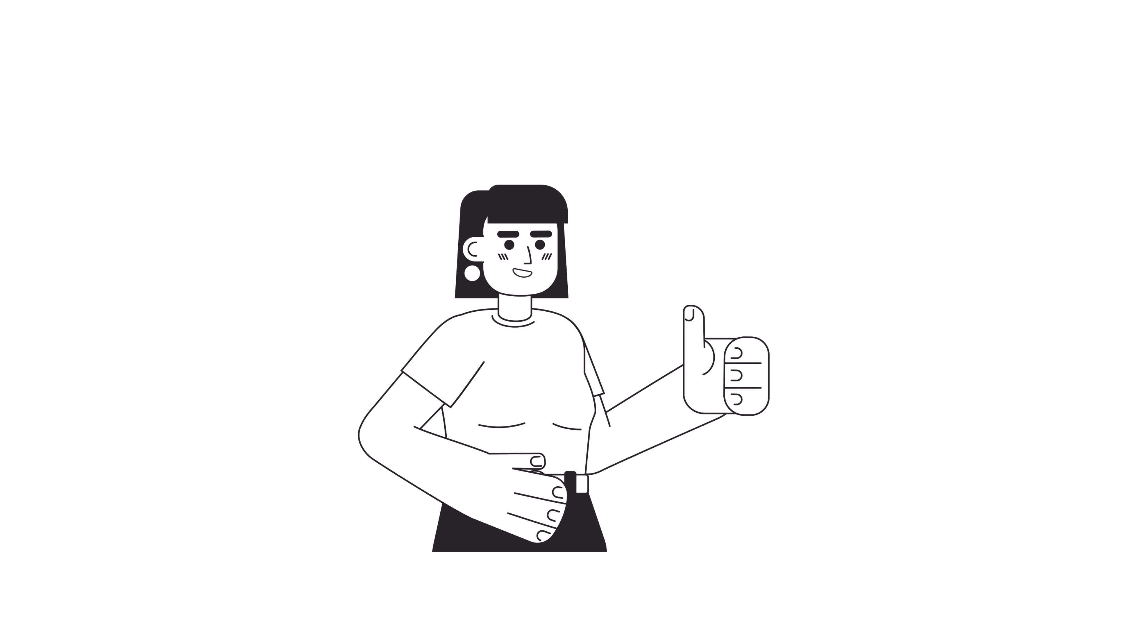Thumb Up Woman Smiling Bw 2d Character Animation Winning Lady Thumb Up Woman Smiling Bw 2d Character Animation Winning Lady