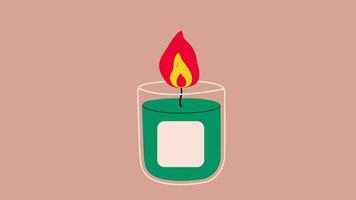 Candle animation. Pillar, jar candle, square, container candle, multi wick. Decorative wax candles for relax and spa.Video flat cartoon animation design element video