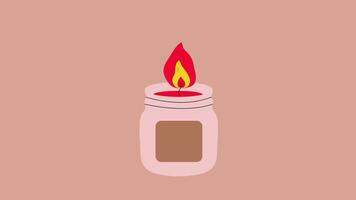 Candle animation. Pillar, jar candle, square, container candle, multi wick. Decorative wax candles for relax and spa.Video flat cartoon animation design element video