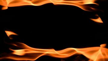 fire background burning flame frame on a black background photo