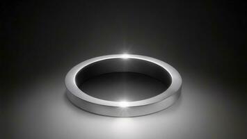 silver ring on a black background with a bright spotlight ai generated photo