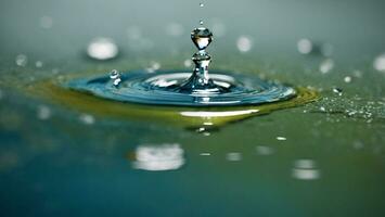 macro Disparo de un agua soltar salpicaduras en un superficie ai generado foto