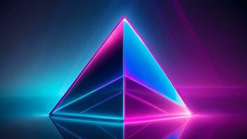 blue pink neon beam triangular prism ai generated photo