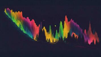 mountain landscape with abstract colorful lines and mountains, dream fantasy, AI generated photo