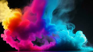 Colorful cloud of smoke on a black background ai generated photo