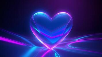 blue pink neon heart crystal refraction line future fashion abstract love energy photo