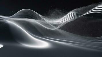 Abstract 3d rendering of white wavy surface with particles, Futuristic background ai generated photo