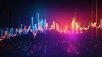 Abstract glowing forex chart background. Finance and trade concept, stock market ai generated photo
