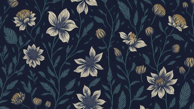 Seamless pattern with hand drawn flowers, Floral background ai generated photo