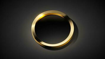 Gold ring on black background, black refracted light ai generated photo