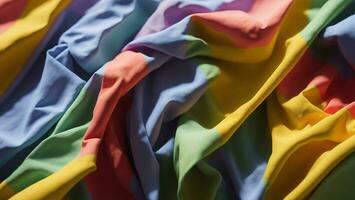 Colorful fabric background, Close up of multicolored fabric ai generated photo