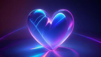 blue pink neon heart crystal refraction line future fashion abstract love energy ai generated photo