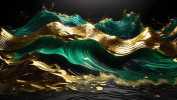 emerald green water with golden sand powder luxury and mystery abstract concept ai generated photo