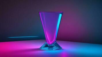 azul rosado neón vaso taza simetría refracción futuro Moda resumen energía ai generado foto