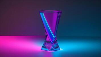 blue pink neon glass cup symmetry refraction future fashion abstract energy ai generated photo