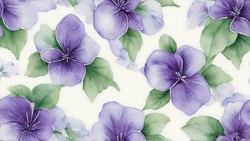 watercolor violets flower seamless pattern ai generated photo