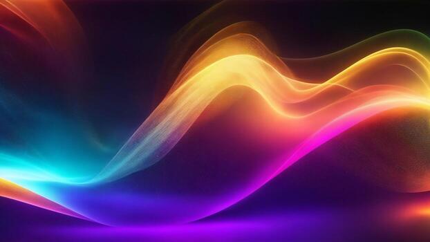 abstract background with glowing colorful wavy lines ai generated photo