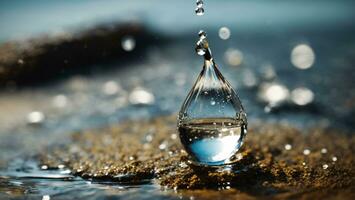 Close up shot of water droplets falling on soil ai generated photo