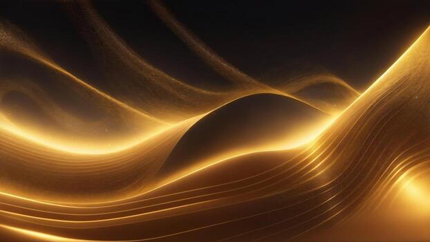 golden wave on black background ai generated photo