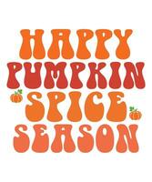 Happy pumpkin spice season fall day t-shirt print template vector