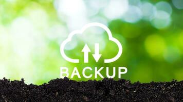 Internet data storage backup symbol virtual, technology business concept, Cloud technology, Data storage, Networking and internet service concept. photo