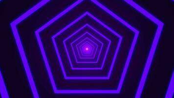Purple futuristic Spiral tunnel pentagon neon ray energy abstract, abstract technology background looping animation, cyber disco beams dynamic effect, galaxy illuminated glow animation video