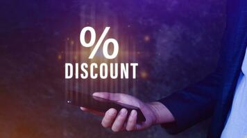 Percentage discount on mobile phones, Discount Percentage concept photo