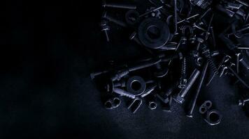 Metallic knot screw nuts and nail bolts on dark background, Nuts and Bolts background photo