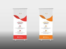 Roll up with orange and red shapes vector