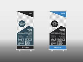 Corporate real estate roll up banner template vector
