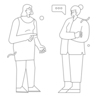 Two Girl People Communication Outline 2D Illustration png