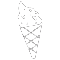 Ice Cream Valentine Sticker Outline 2D Illustration png