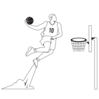 Dunk im Basketball Sport Menschen Gliederung 2d Illustration png