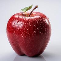 A photo of apple high detailed high quality red apple on white background. generative ai