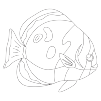 Black Butterfly Fish 2D Outline Illustrations png