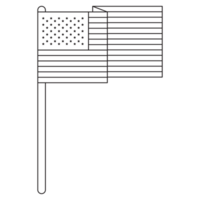 American Flag Memorial Day Outline 2D Illustrations png